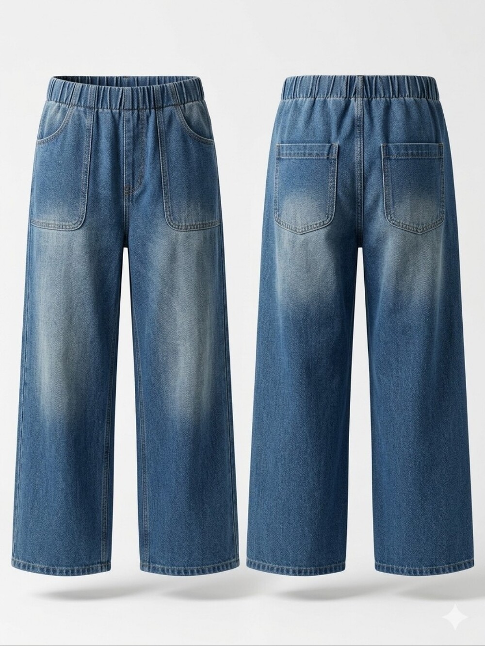 Kids Wide-Leg Denim Jeans - Blue
